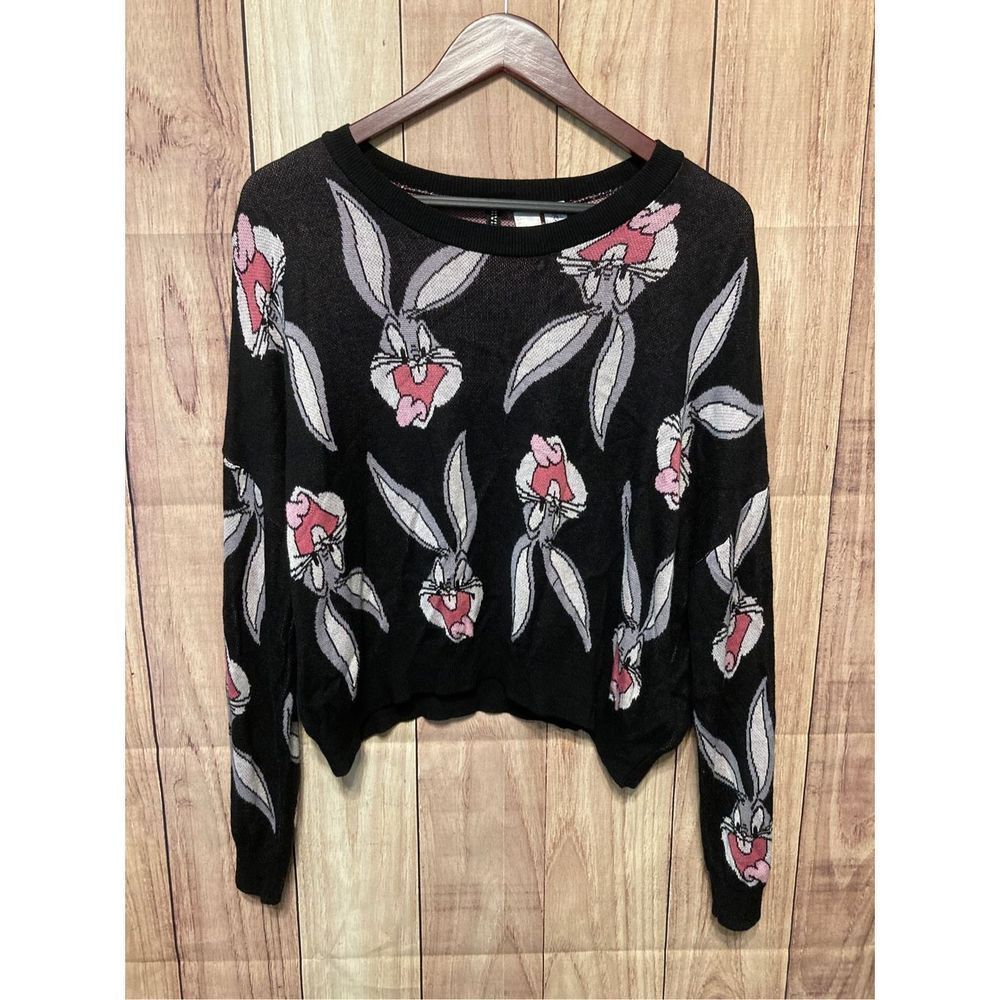 Bugs Bunny Large H&M looney tunes crop sweater divided black pink